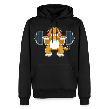 Dog Bodybuilder Barbell Bodybuilding - Men’s Premium Organic Hoodie - black - Front - Nico (187cm)
