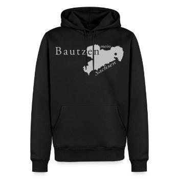 Bautzen - Mein Sachsen - Heimatstadt - Männer Premium Bio Hoodie - Schwarz - Vorne - Nico (187cm)