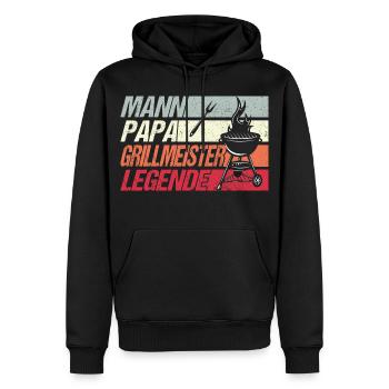 Grillmeister Papa - Männer Premium Bio Hoodie - Schwarz - Vorne - Nico (187cm)