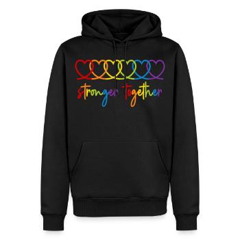 Plus forts ensemble pour le Mois de la fierté des Cœurs Arc-en-ciel - Sweat à capuche Premium bio Homme - noir - Devant - Nico (187cm)