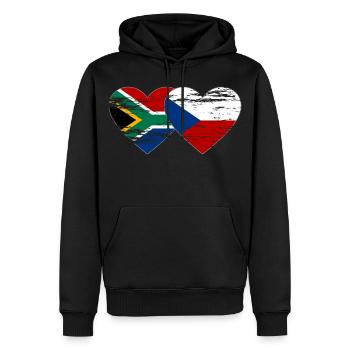 Afrique du Sud République Tchèque Drapeau Coeur Utilisé - Sweat à capuche Premium bio Homme - noir - Devant - Nico (187cm)