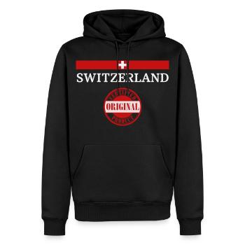 Schweizer Flagge - Männer Premium Bio Hoodie - Schwarz - Vorne - Nico (187cm)