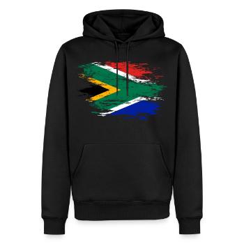 Drapeau de l’Afrique du Sud utilisé - Sweat à capuche Premium bio Homme - noir - Devant - Nico (187cm)