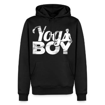 Garçon de yoga - Sweat à capuche Premium bio Homme - noir - Devant - Nico (187cm)