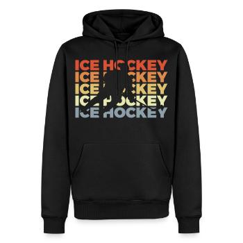 Look vintage de hockey sur glace - Sweat à capuche Premium bio Homme - noir - Devant - Nico (187cm)