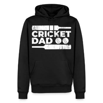 Kricket Vater - Männer Premium Bio Hoodie - Schwarz - Vorne - Nico (187cm)