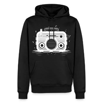 Oldschool Radio Skizze - Männer Premium Bio Hoodie - Schwarz - Vorne - Nico (187cm)