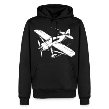 Propellerflugzeug Zeichnung - Männer Premium Bio Hoodie - Schwarz - Vorne - Nico (187cm)