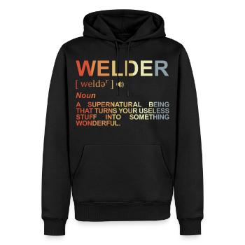 Dictionnaire des soudeurs - Sweat à capuche Premium bio Homme - noir - Devant - Nico (187cm)