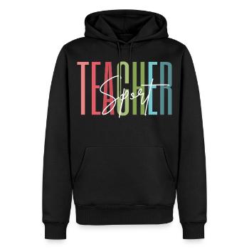 Cadeau d’école de professeur de sport - Sweat à capuche Premium bio Homme - noir - Devant - Nico (187cm)