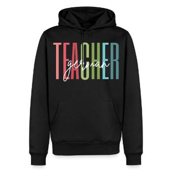 Deutsch Lehrerin Schule Geschenk - Männer Premium Bio Hoodie - Schwarz - Vorne - Nico (187cm)