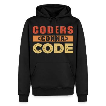 Entwickler Spruch - Männer Premium Bio Hoodie - Schwarz - Vorne - Nico (187cm)