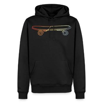 Dessin de planche de skate vintage - Sweat à capuche Premium bio Homme - noir - Devant - Nico (187cm)