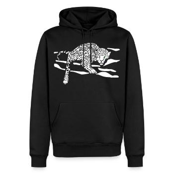 Silhouette de saut léopard - Sweat à capuche Premium bio Homme - noir - Devant - Nico (187cm)
