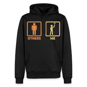 Figurine bâton peintre - Sweat à capuche Premium bio Homme - noir - Devant - Nico (187cm)