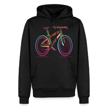 Rennrad 80er Jahre Stil - Männer Premium Bio Hoodie - Schwarz - Vorne - Nico (187cm)