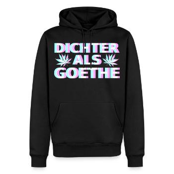 Cannabis Goethe - Männer Premium Bio Hoodie - Schwarz - Vorne - Nico (187cm)