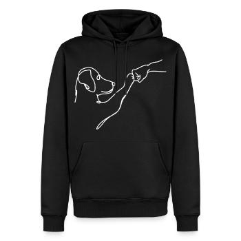 Oneliner - Poing de chien et d’homme - Sweat à capuche Premium bio Homme - noir - Devant - Nico (187cm)