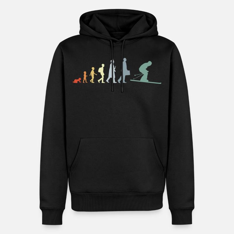 Évolution du ski - Sweat à capuche Premium bio Homme - noir