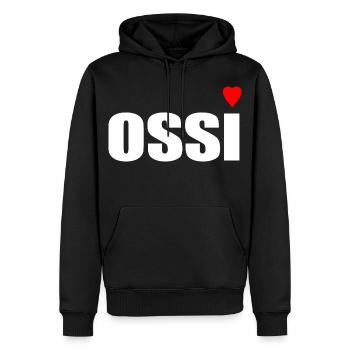 Ossi mit Herz rot - Männer Premium Bio Hoodie - Schwarz - Vorne - Nico (187cm)