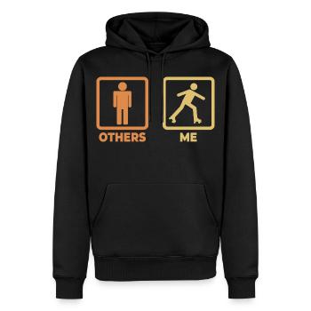 Rollschuhläufer Strichmännchen - Männer Premium Bio Hoodie - Schwarz - Vorne - Nico (187cm)