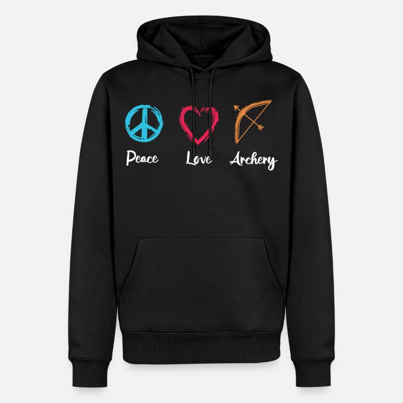 Tir à l’arc Peace Love - Sweat à capuche Premium bio Homme - noir