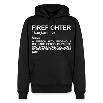 Définition de pompier - Sweat à capuche Premium bio Homme - noir - Devant - Nico (187cm)