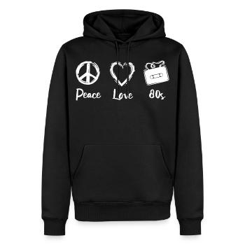 Peace Love 80s - Men’s Premium Organic Hoodie - black - Front - Nico (187cm)