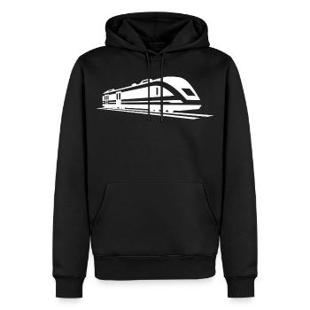 Dessin de train - Sweat à capuche Premium bio Homme - noir - Devant - Nico (187cm)