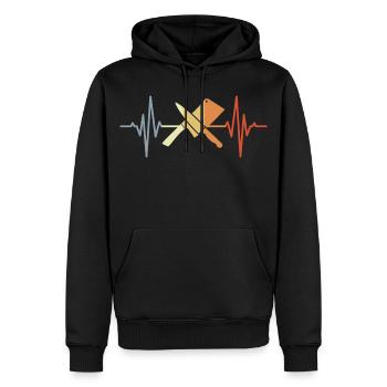 Couteau Couperet Ligne de Coeur - Sweat à capuche Premium bio Homme - noir - Devant - Nico (187cm)