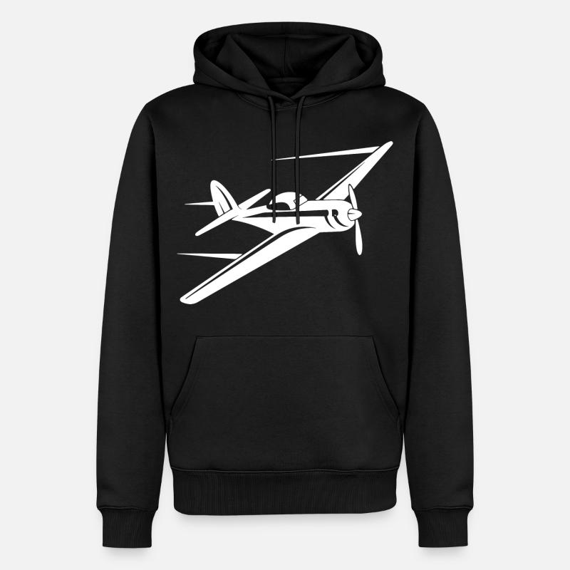 Propellerflugzeug Skizze - Männer Premium Bio Hoodie - Schwarz