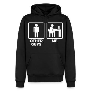Software Ingenieur Strichfiguren - Männer Premium Bio Hoodie - Schwarz - Vorne - Nico (187cm)