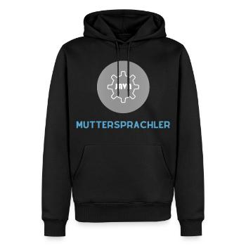 Muttersprachler: JavaScript Edition - Männer Premium Bio Hoodie - Schwarz - Vorne - Nico (187cm)
