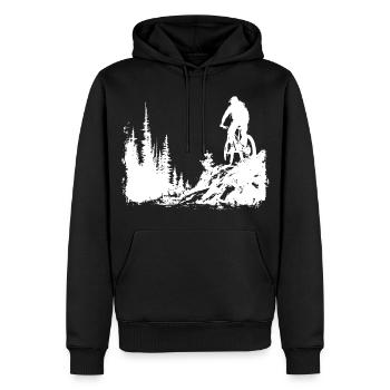 Mountainbiking Skizze - Männer Premium Bio Hoodie - Schwarz - Vorne - Nico (187cm)