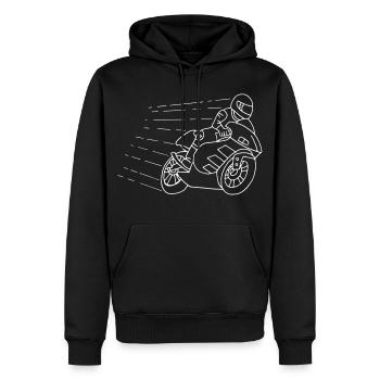 Das Gespenst des Bikers - Männer Premium Bio Hoodie - Schwarz - Vorne - Nico (187cm)