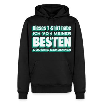 Geschenk von meiner besten Cousine - Männer Premium Bio Hoodie - Schwarz - Vorne - Nico (187cm)