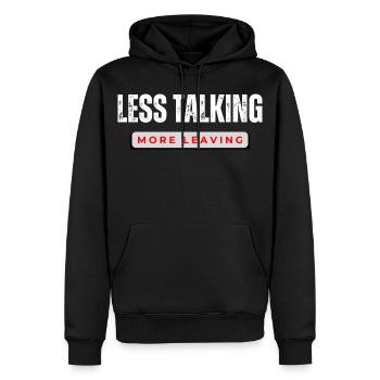 Less Talking More Leaving  - Men’s Premium Organic Hoodie - black - Front - Nico (187cm)