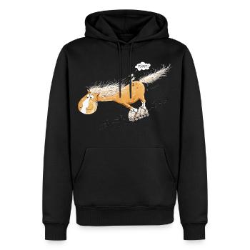 Pferd Mit Rollschuh Fährt Wortspiel Pferdefreunde - Männer Premium Bio Hoodie - Schwarz - Vorne - Nico (187cm)