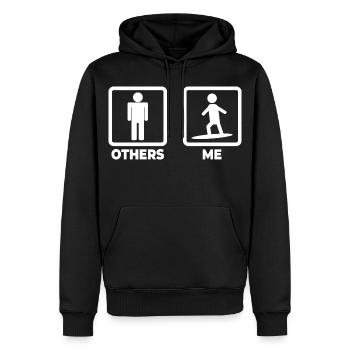 Surfer Strichmännchen - Männer Premium Bio Hoodie - Schwarz - Vorne - Nico (187cm)
