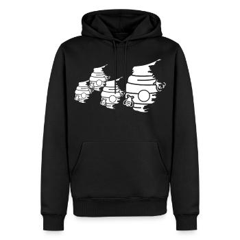 Croquis de la ruche - Sweat à capuche Premium bio Homme - noir - Devant - Nico (187cm)