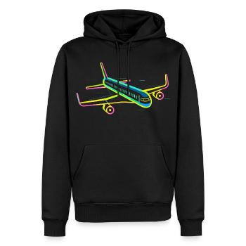 Retro Flugzeug Grafik - Männer Premium Bio Hoodie - Schwarz - Vorne - Nico (187cm)