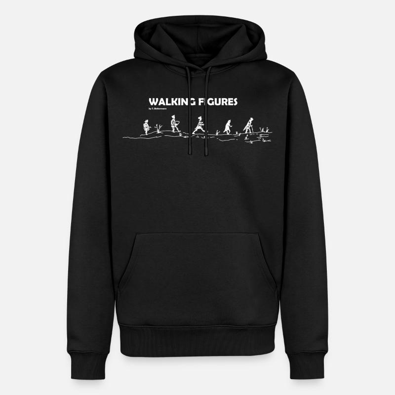 walking Figures white - Männer Premium Bio Hoodie - Schwarz