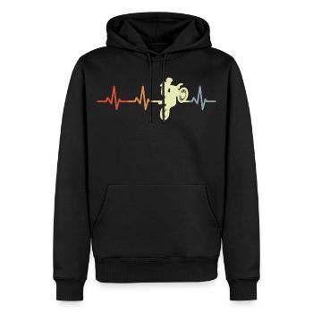 Motocross Fahrer Herzfrequenz Vintage - Männer Premium Bio Hoodie - Schwarz - Vorne - Nico (187cm)