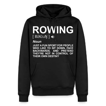 Dictionnaire d’aviron - Sweat à capuche Premium bio Homme - noir - Devant - Nico (187cm)
