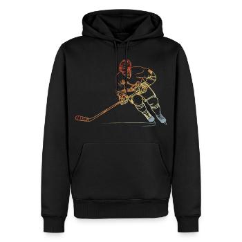 Croquis de joueur de hockey sur glace Vintage - Sweat à capuche Premium bio Homme - noir - Devant - Nico (187cm)