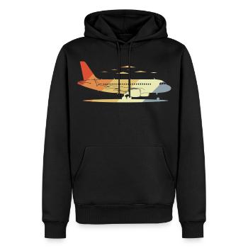 Dessin d’avion Vintage - Sweat à capuche Premium bio Homme - noir - Devant - Nico (187cm)