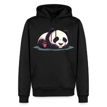 Dessin animé mignon d’un panda endormi - Design adorable - Sweat à capuche Premium bio Homme - noir - Devant - Nico (187cm)