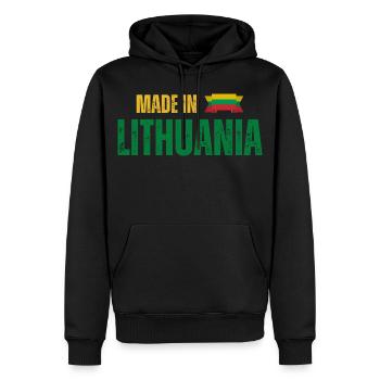Made in Lithuania, litauischer Stolz - Männer Premium Bio Hoodie - Schwarz - Vorne - Nico (187cm)