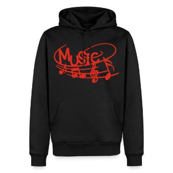Musik in der Haut (rot) - Männer Premium Bio Hoodie - Schwarz - Vorne - Nico (187cm)