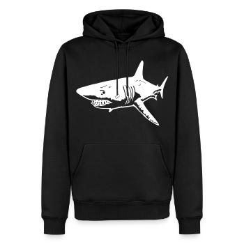 Le requin blanc prédateur - Sweat à capuche Premium bio Homme - noir - Devant - Nico (187cm)